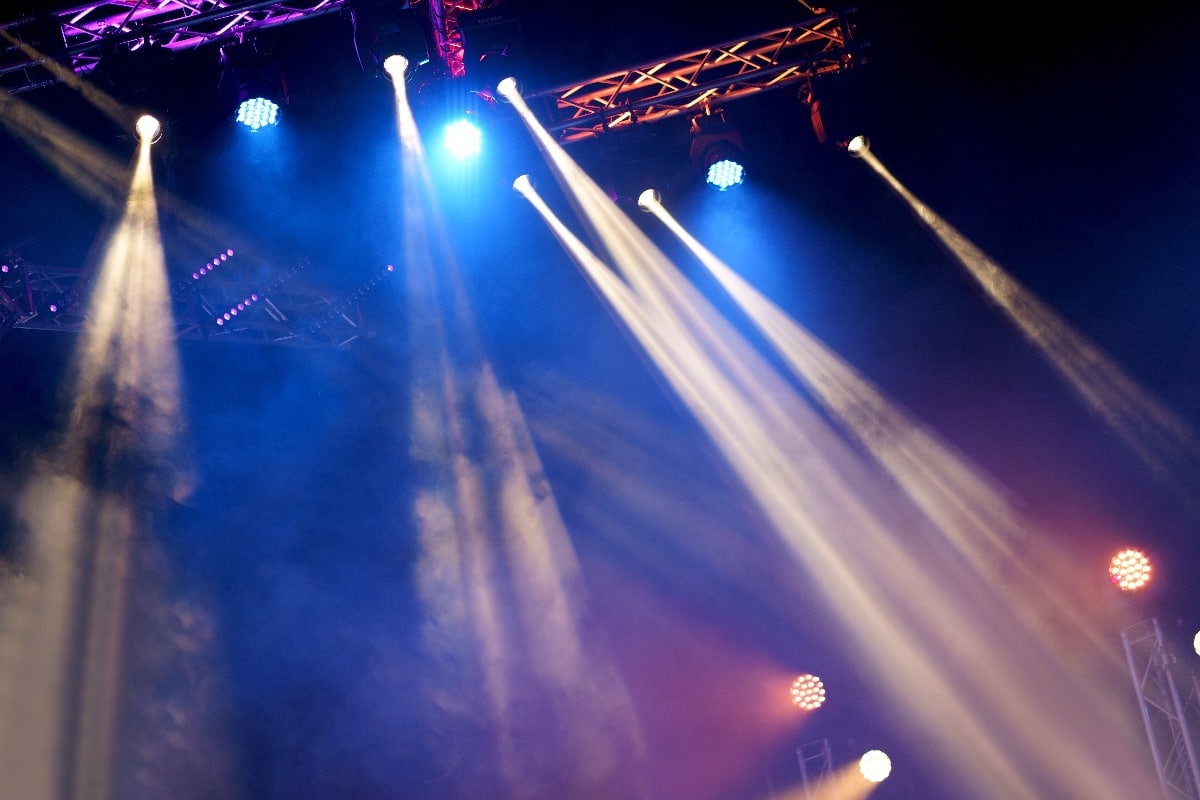 Texture blur and defocus, background for design. Stage light at a concert show